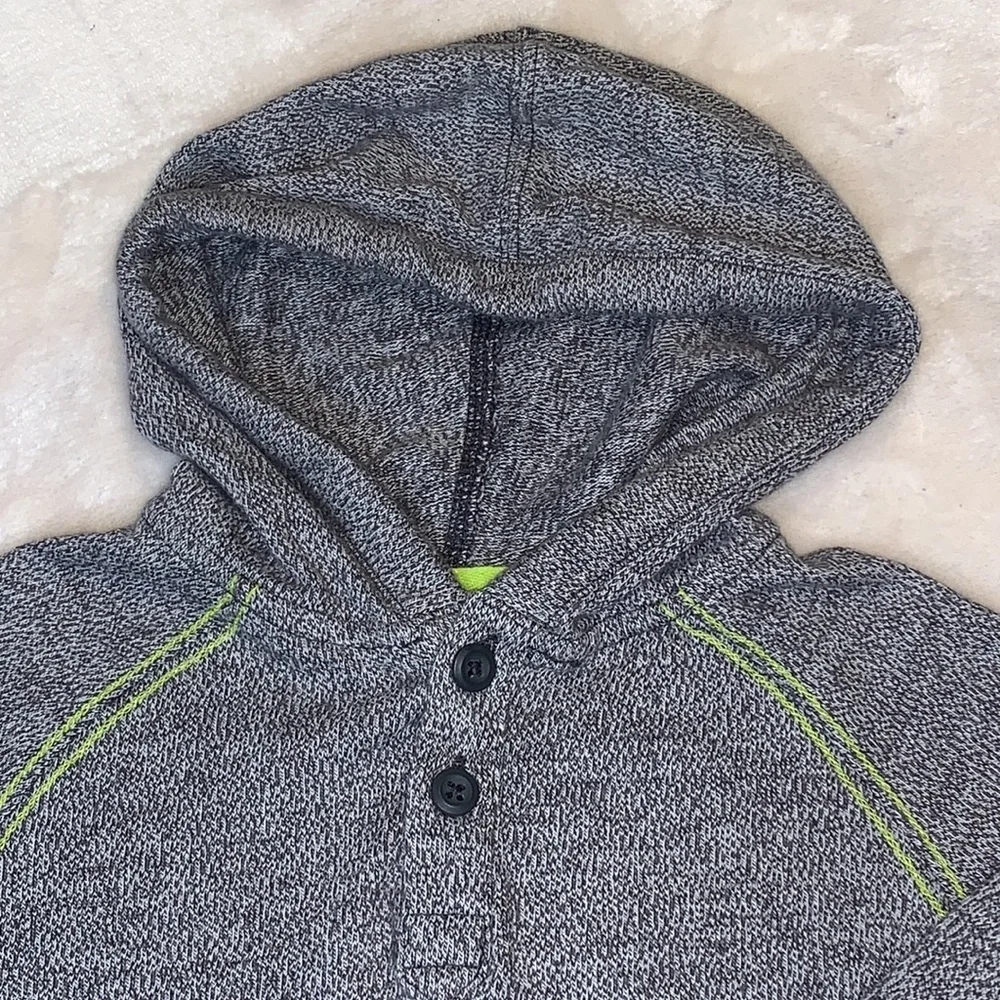 Gymboree Boys Gray Neon Green Hood Sweater 18-24